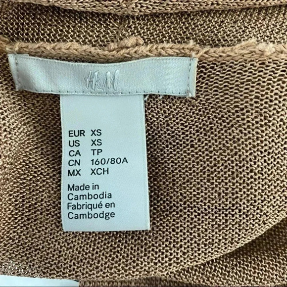 H&M‎ XS brown/bronze metallic open cardigan - Picture 4 of 6